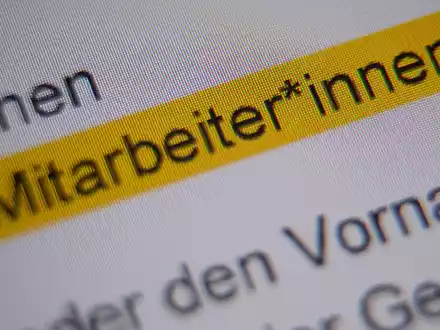 Die Anrede «Mitarbeiter*innen» ist in der Handreichung «Hinweise zur Umsetzung der geschlechtersensiblen Sprache für die Verwaltung der Landeshauptstadt Stuttgart» markiert und auf einem Bildschirm zu sehen. (Illustration) - Foto: Sebastian Gollnow/dpa