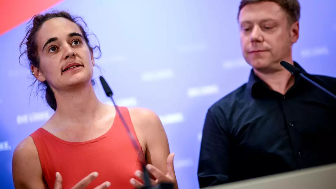 Die Bundesvorsitzenden der Linken schlagen Carola Rackete als Kandidatin für die Europawahl 2024 vor. - Bild: Britta Pedersen/dpa