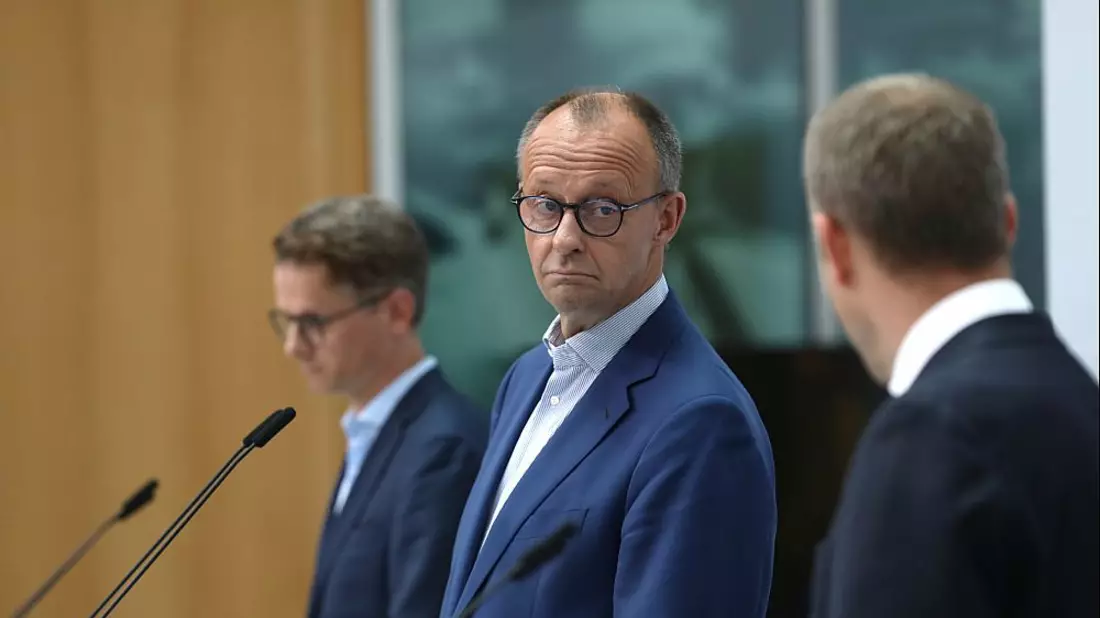 Carsten Linnemann, Friedrich Merz und Mario Czaja am 12.07.2023 - Bild: ?ber dts Nachrichtenagentur