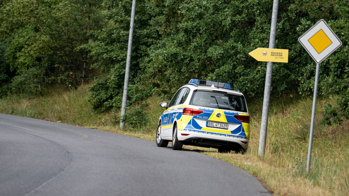 Polizisten im Bereich der südlichen Landesgrenze von Berlin. - Foto: Fabian Sommer/dpa