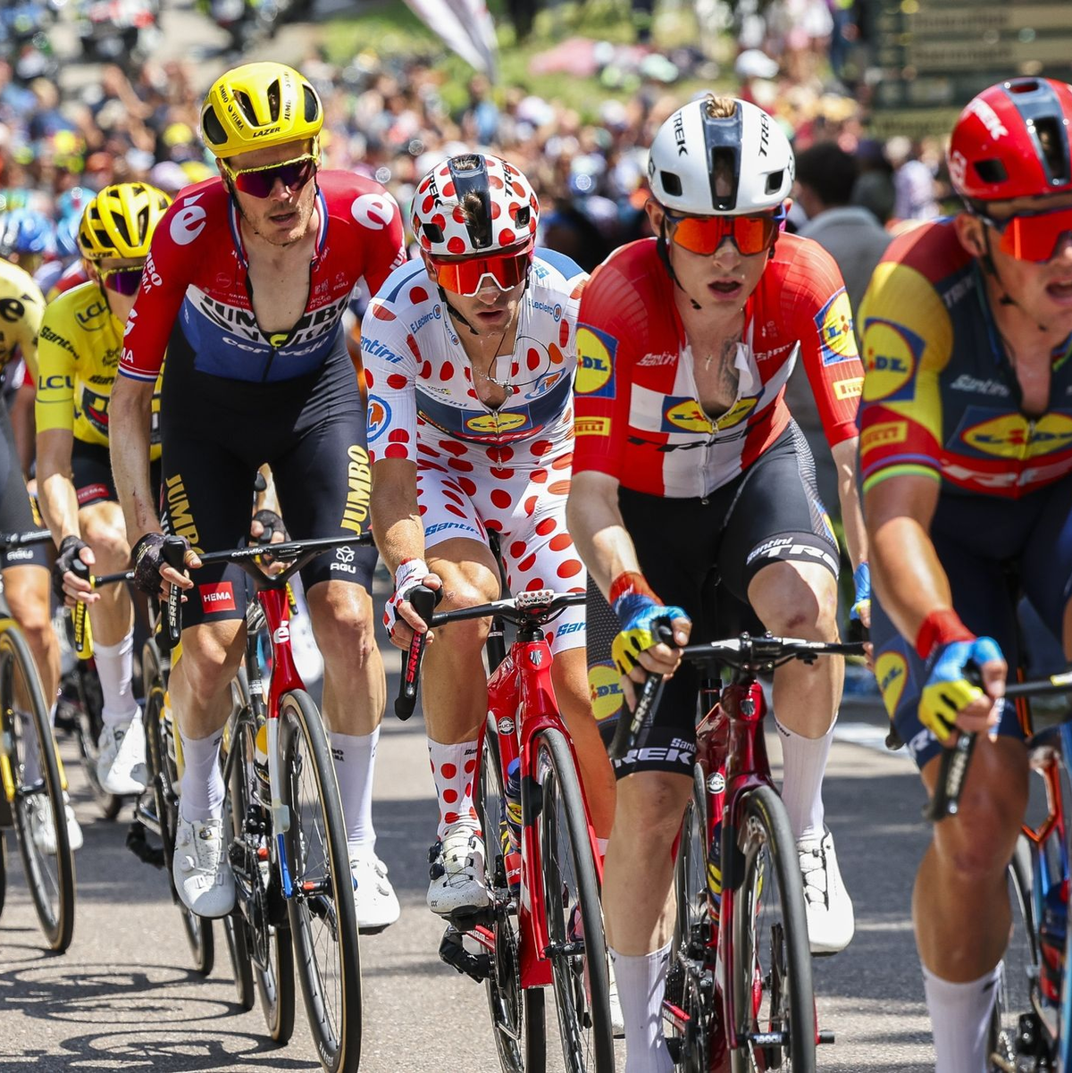 Das Fahrerfeld in Aktion. - Foto: David Pintens/Belga/dpa