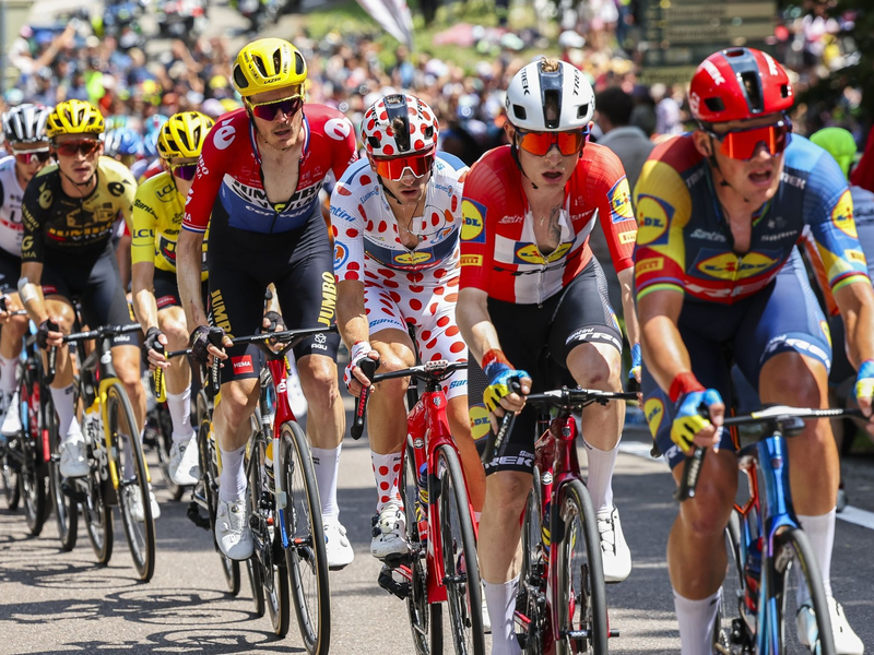 Das Fahrerfeld in Aktion. - Foto: David Pintens/Belga/dpa