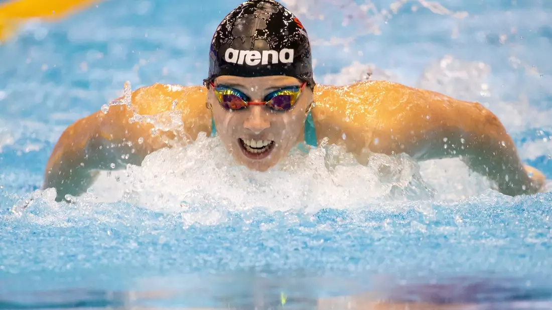Angelina Köhler hat bei der Schwimm-WM einen deutschen Rekord über 100 Meter Schmetterling erzielt. - Bild: Andreas Gora/dpa