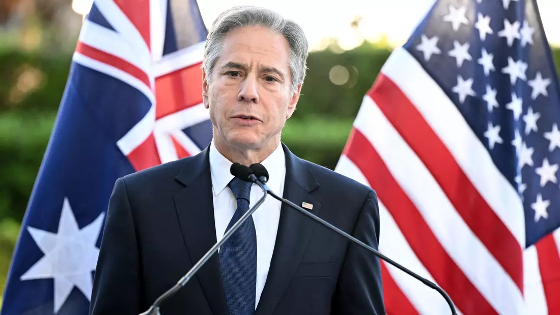 US-Außenminister Antony Blinken während einer Pressekonferenz nach den AUSMIN-Gesprächen im Government House in Brisbane. - Bild: Darren England/AAP/dpa
