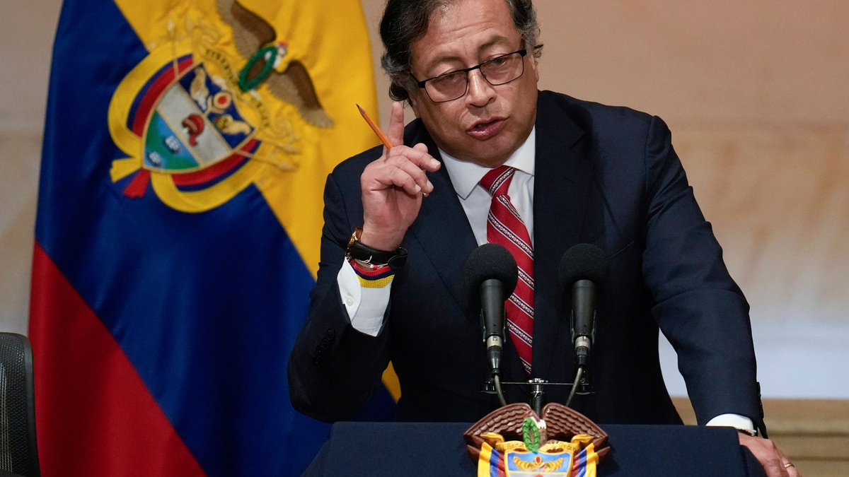Kolumbiens Präsident Gustavo Petro während seiner Rede bei der Eröffnung einer Kongresssitzung. - Foto: Fernando Vergara/AP/dpa