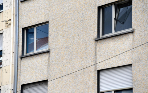 Die Fenster einer Wohnung im französischen Forbach, in der die Frau eines 55-jährigen deutschen Staatsangehörigen nach 12 Jahren Gefangenschaft gefunden wurde. - Foto: Jean-Christophe Verhaegen/AFP/dpa