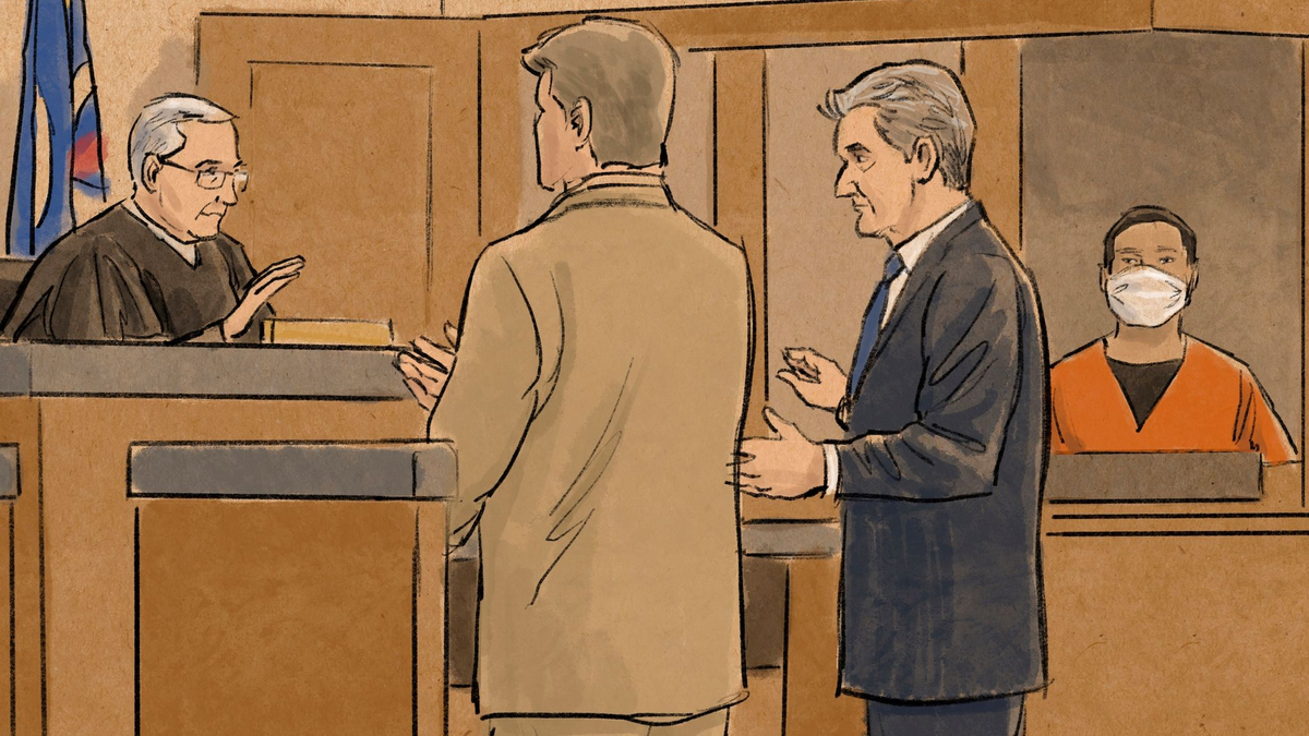 Diese Gerichtsskizze zeigt den Angeklagten Tou Thao (r) im Vorfeld des Gerichtsprozesses am 29.06.2020. Er war der letzte der vier beteiligten Polizisten, der seinen Richterspruch auf bundesstaatlicher Ebene empfing. - Foto: Cedric Hohnstadt/AP/dpa