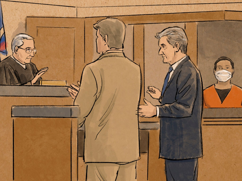 Diese Gerichtsskizze zeigt den Angeklagten Tou Thao (r) im Vorfeld des Gerichtsprozesses am 29.06.2020. Er war der letzte der vier beteiligten Polizisten, der seinen Richterspruch auf bundesstaatlicher Ebene empfing. - Foto: Cedric Hohnstadt/AP/dpa