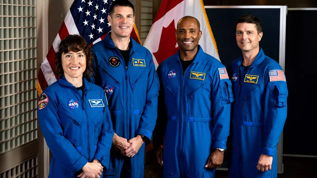 Die Astronauten der «Artemis 2»-Mission (l-r): 
Christina Koch, Jeremy Hansen, Victor Glover und Reid Wiseman. - Bild: Justin Tang/The Canadian Press/AP/dpa