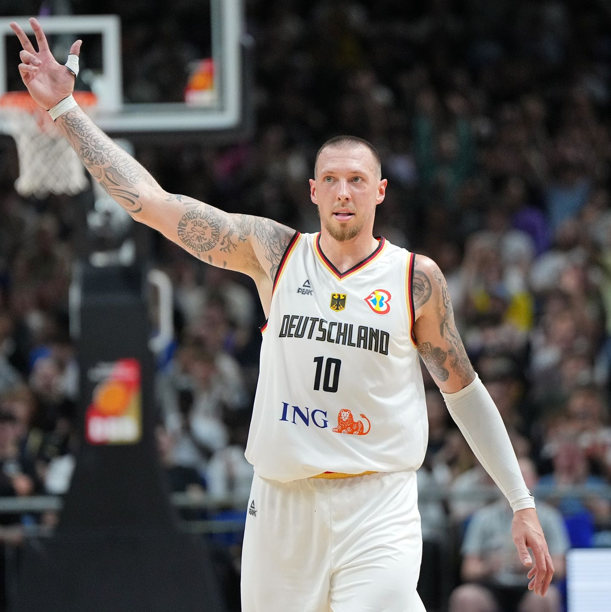 Daniel Theis von den Indiana Pacers war mit 17 Punkten am Sieg gegen Kanada maßgeblich beteiligt. - Foto: Soeren Stache/dpa