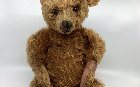 Der seltene Steiff-Teddybär aus dem Jahr 1905, der in Bishton Hall unter den Hammer kam. - Foto: Hansons Auctioneers/PA Media/dpa