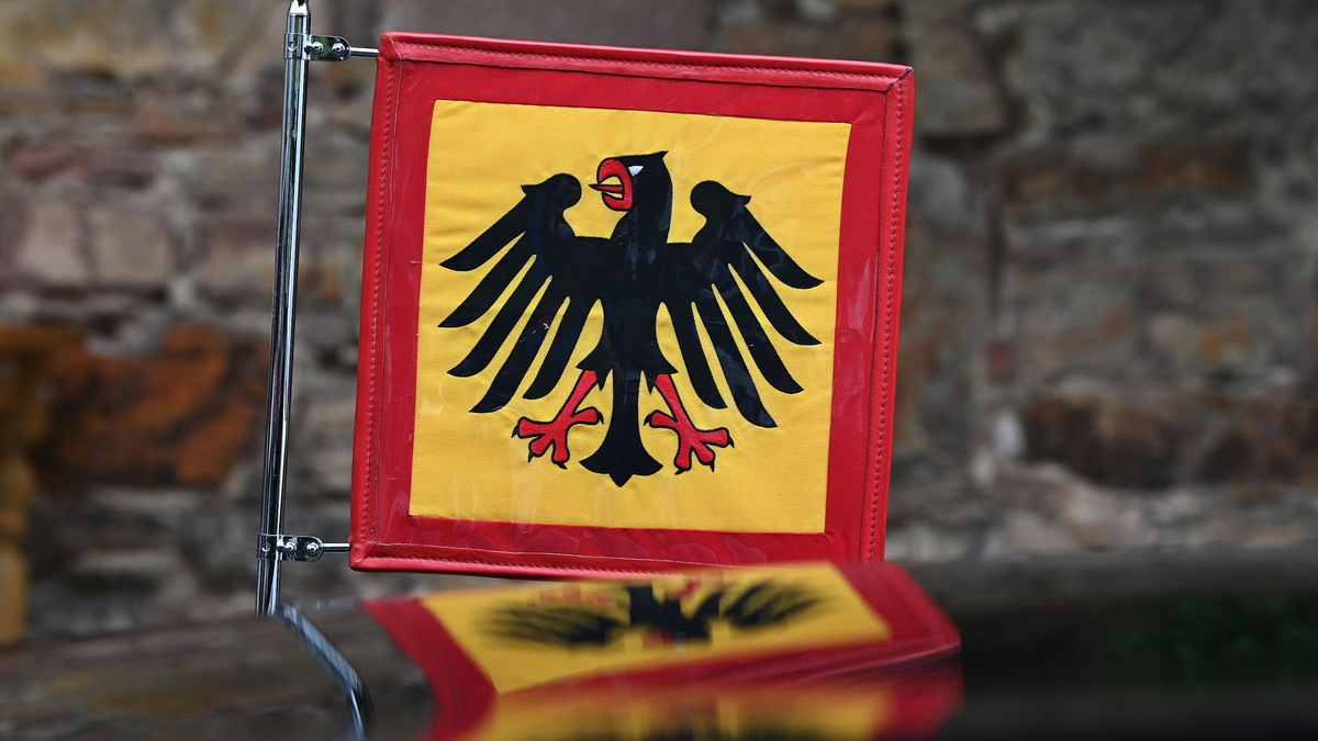 Die Standarte des Bundespräsidenten ist an einer Limousine zu sehen. - Foto: Swen Pförtner/dpa