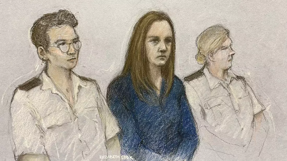 Eine Gerichtszeichnung zeigt die Krankenschwester Lucy L. Sie tötete sieben Babys - und wurde nun verurteilt. - Bild: Elizabeth Cook/PA Wire/dpa