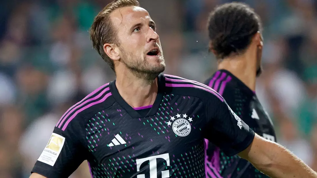 Bayerns Harry Kane bejubelt sein Tor. - Bild: Axel Heimken/dpa