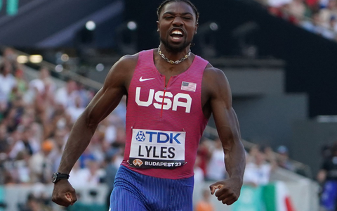Noah Lyles gewann das 100-Meter-Finale in 9,83 Sekunden. - Foto: Marcus Brandt/dpa