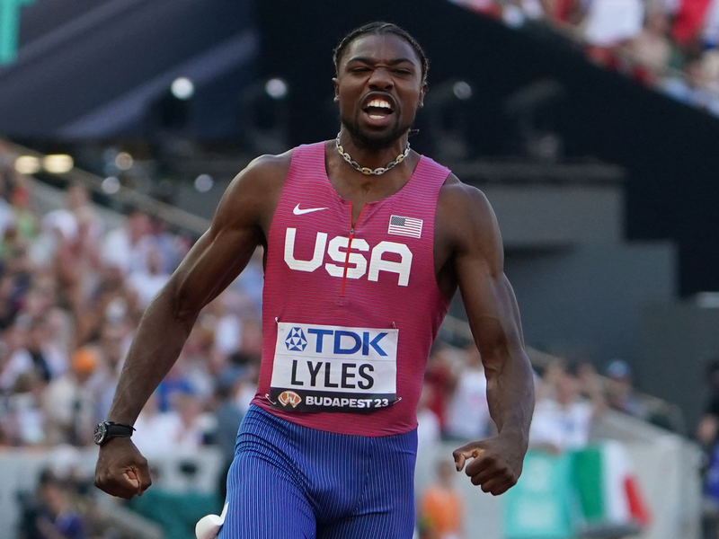 Noah Lyles gewann das 100-Meter-Finale in 9,83 Sekunden. - Foto: Marcus Brandt/dpa