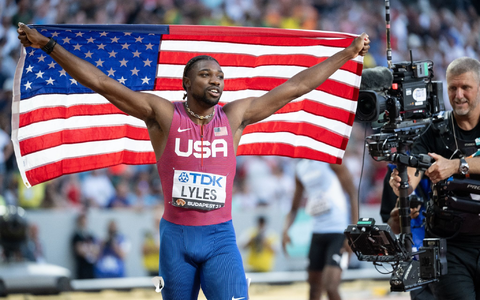 Noah Lyles ist in Budapest zum WM-Titel über die 100 Meter gesprintet. - Foto: Sven Hoppe/dpa