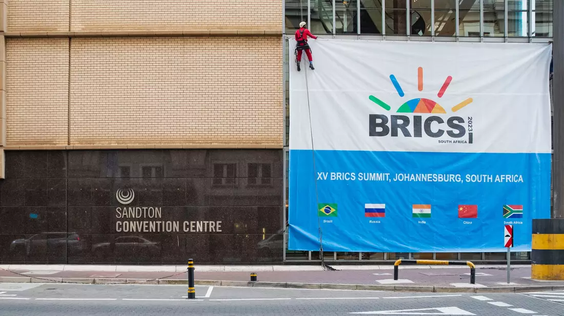 Das Sandton Convention Center in Johannesburg, Südafrika. Der 15. BRICS-Gipfel wird vom 22. bis 24. August dort stattfinden. - Bild: Zhang Yudong/XinHua/dpa