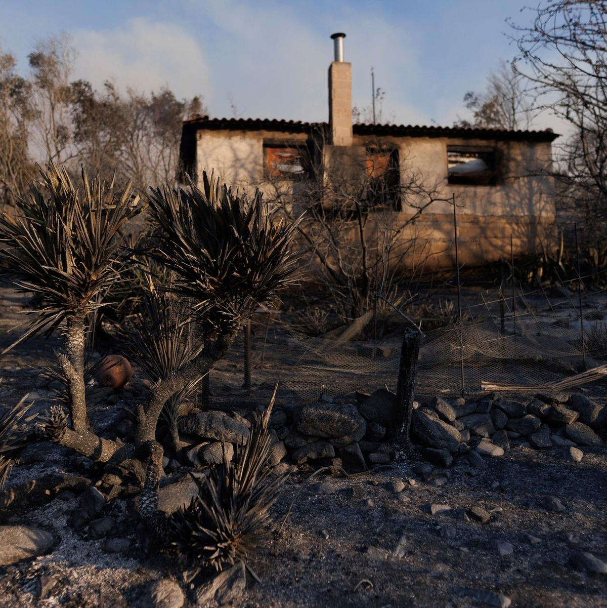 Ein verbranntes Haus im griechischen Sostis. - Foto: Achilleas Chiras/AP/dpa