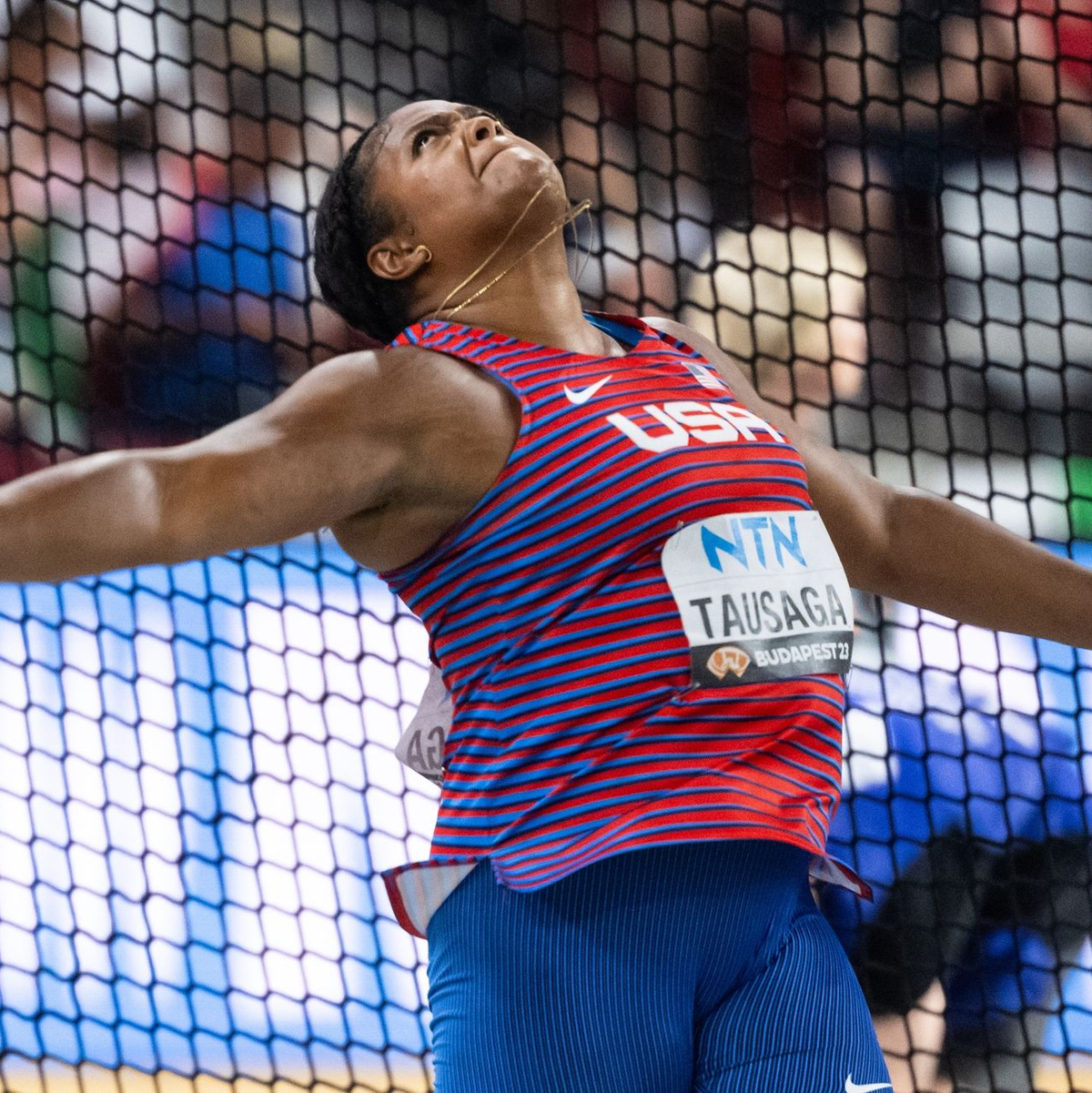 Laulauga Tausaga (USA) gewann im Dikuswerfen überraschend die Goldmedaille. - Foto: Sven Hoppe/dpa