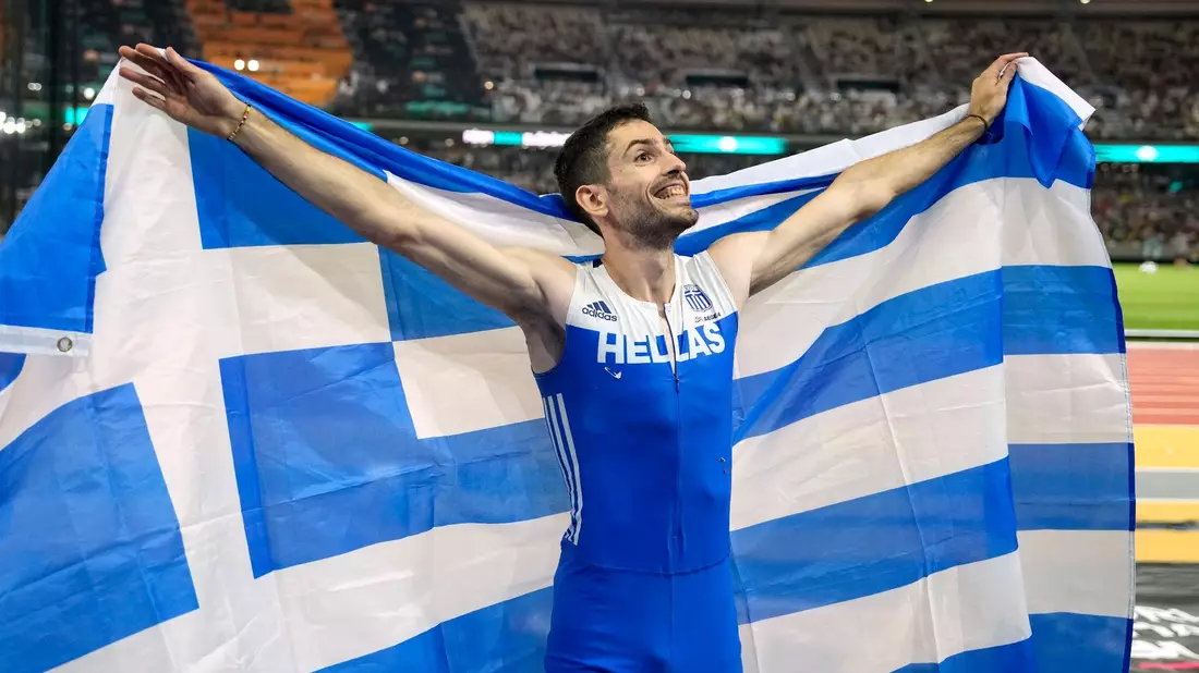 Sprang im letzten Versuch zu Gold: Miltiadis Tentoglou. - Bild: Ashley Landis/AP
