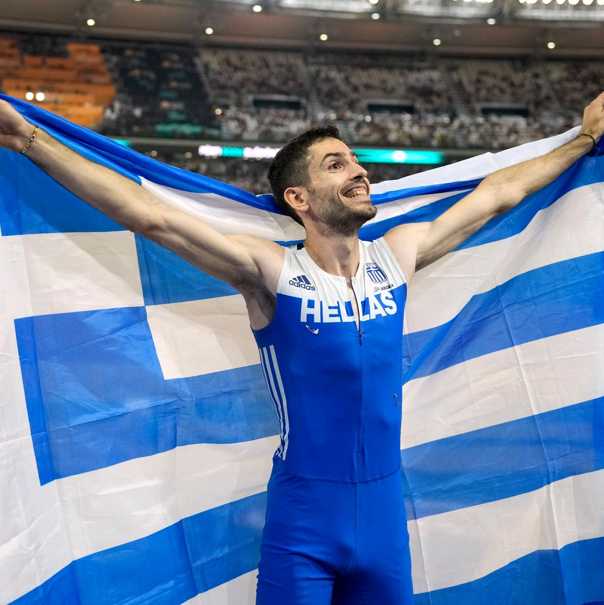 Sprang im letzten Versuch zu Gold: Miltiadis Tentoglou. - Foto: Ashley Landis/AP