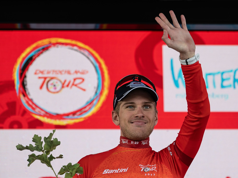 Der Belgier Ilan Van Wilder hat bei der Deutschland Tour den Gesamtsieg eingefahren. - Foto: Swen Pförtner/dpa