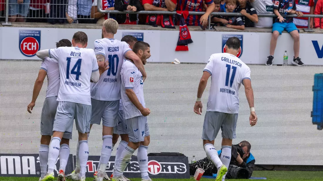 1899 Hoffenheim drehte nach einem 0:2-Rückstand noch die Partie in Heidenheim. - Bild: Stefan Puchner/dpa