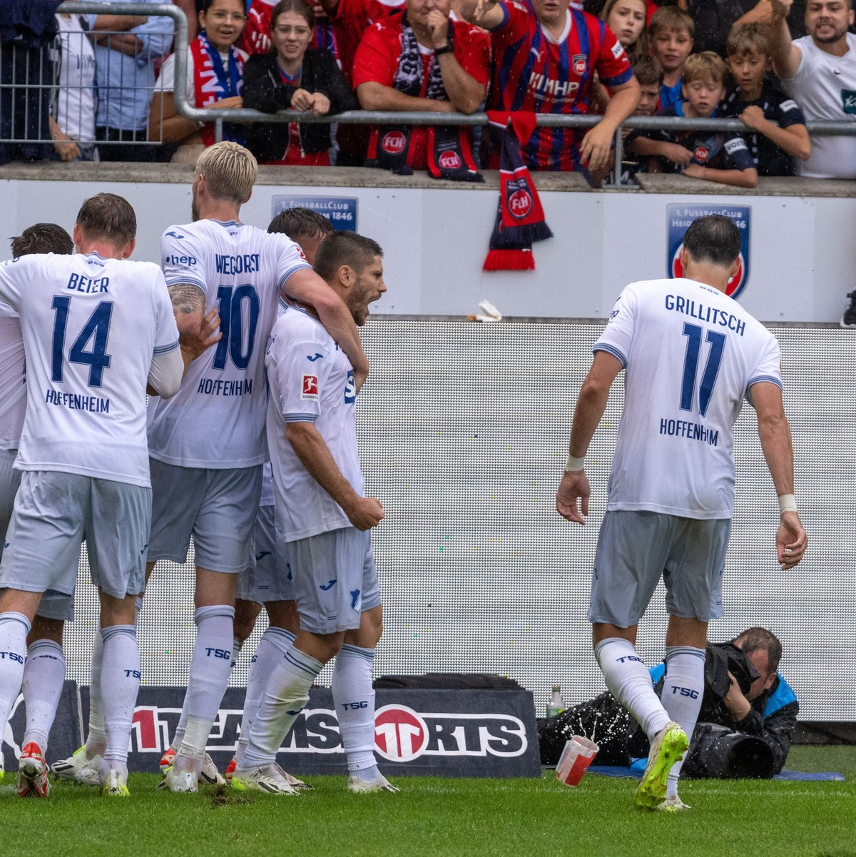 1899 Hoffenheim drehte nach einem 0:2-Rückstand noch die Partie in Heidenheim. - Foto: Stefan Puchner/dpa