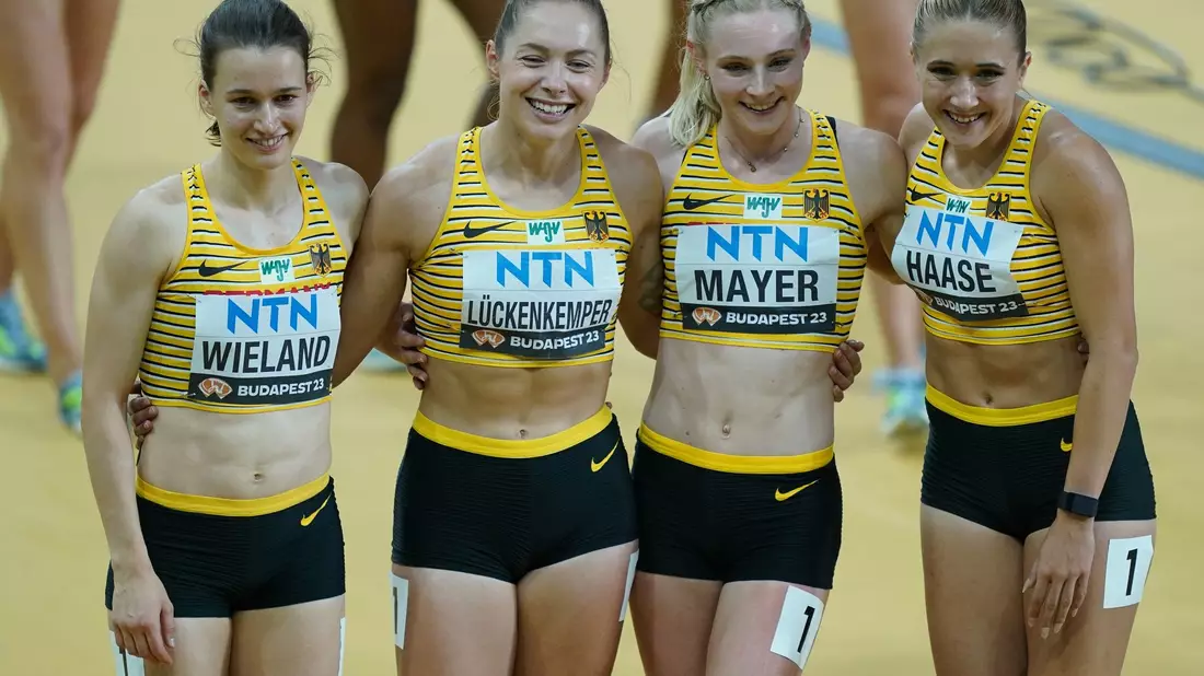 Die deutsche 4x100 m-Staffel der Frauen. - Bild: Marcus Brandt/dpa