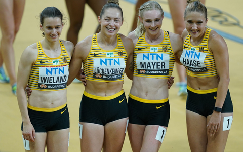 Die deutsche 4x100 m-Staffel der Frauen. - Foto: Marcus Brandt/dpa