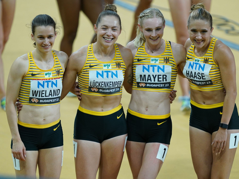 Die deutsche 4x100 m-Staffel der Frauen. - Foto: Marcus Brandt/dpa