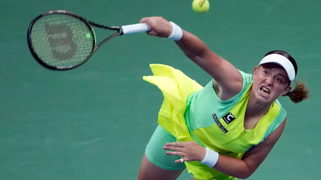 Steht in New York in der Runde der besten Acht: Jelena Ostapenko. - Bild: John Minchillo/AP