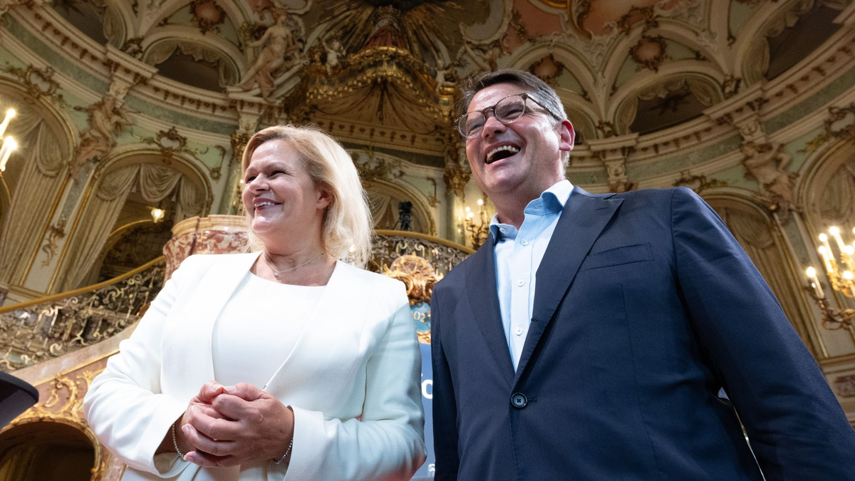 Die Spitzenkandidaten für die Landtagswahl in Hessen: Nancy Faeser (SPD) und Boris Rhein (CDU). - Foto: Boris Roessler/dpa