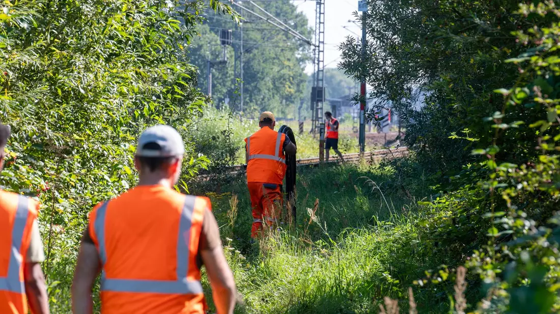 Bahnarbeiter an den Gleisen im Stadtteil Allermöhe. - Bild: News5 / Schröder/NEWS5/dpa
