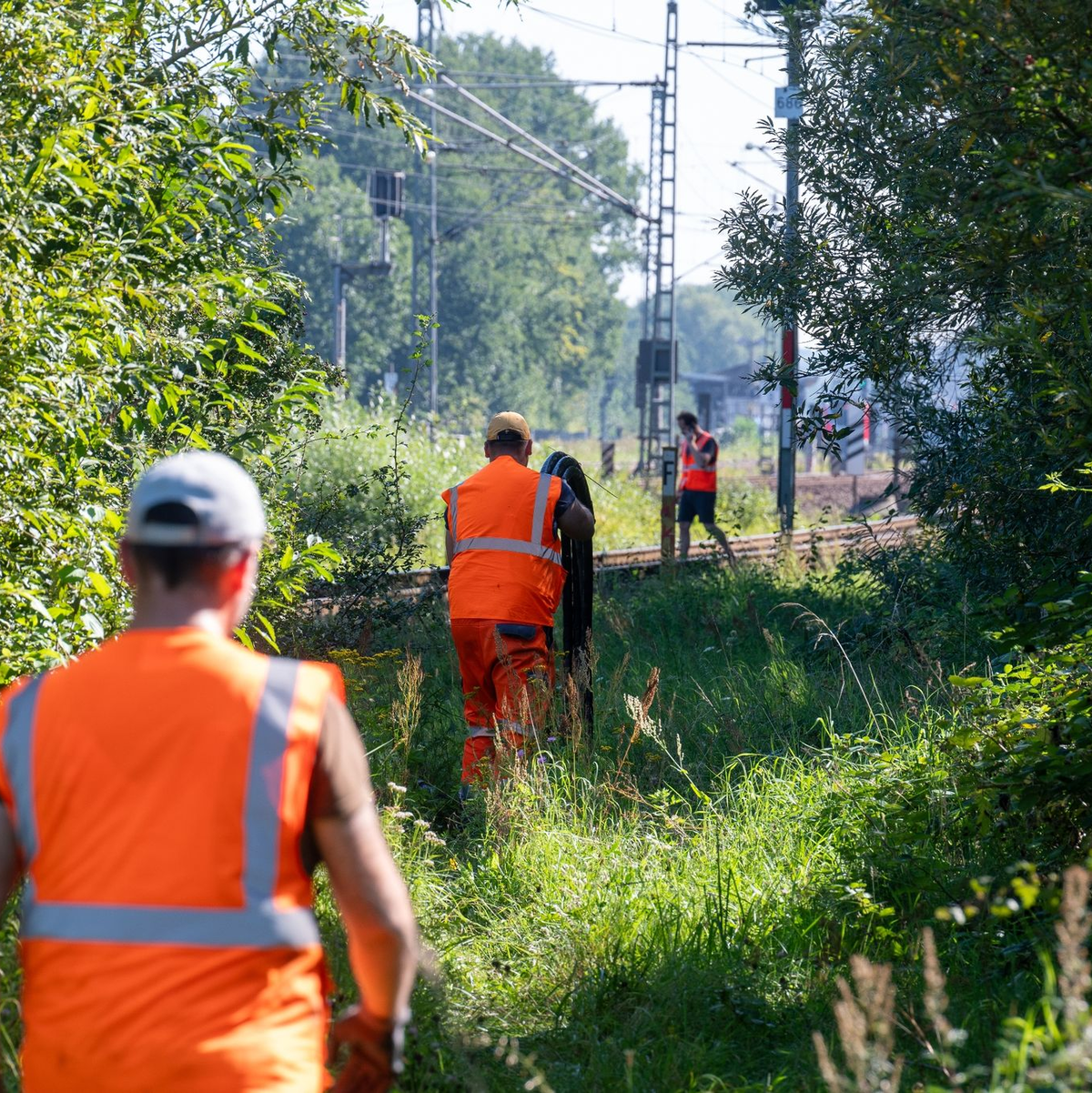 Bahnarbeiter an den Gleisen im Stadtteil Allermöhe. - Foto: News5 / Schröder/NEWS5/dpa