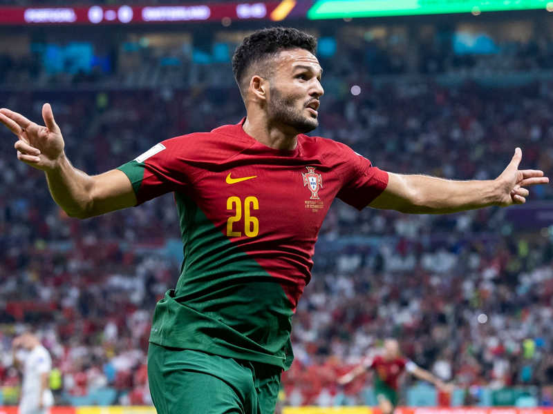 Portugals Gonçalo Ramos traf beim deutlichen Sieg gegen Luxemburg doppelt. - Foto: Tom Weller/dpa/Archivbild