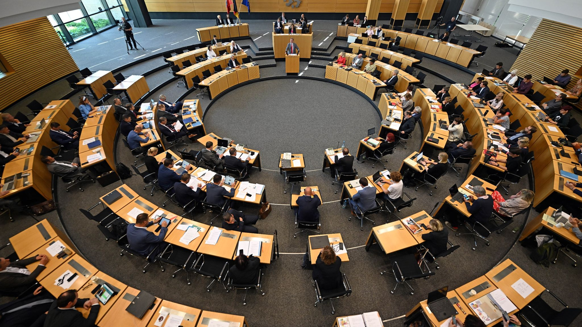 AfD-Fraktionschef Björn Höcke und CDU-Fraktionschef Mario Voigt (l) im Landtag in Erfurt. - Foto: Martin Schutt/dpa