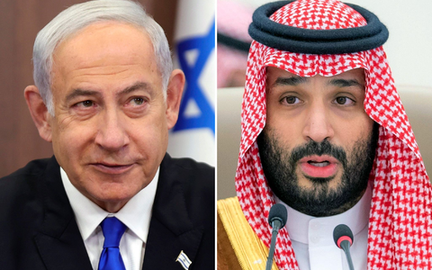 Der israelische Ministerpräsident Benjamin Netanjahu (l) und der saudische Kronprinz Mohammed bin Salman. Saudi-Arabien und Israel nähern sich offenbar an. - Foto: Abir Sultan/-/EPA POOL via AP/Saudi Press Agency/dpa