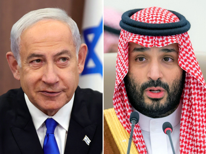 Der israelische Ministerpräsident Benjamin Netanjahu (l) und der saudische Kronprinz Mohammed bin Salman. Saudi-Arabien und Israel nähern sich offenbar an. - Foto: Abir Sultan/-/EPA POOL via AP/Saudi Press Agency/dpa