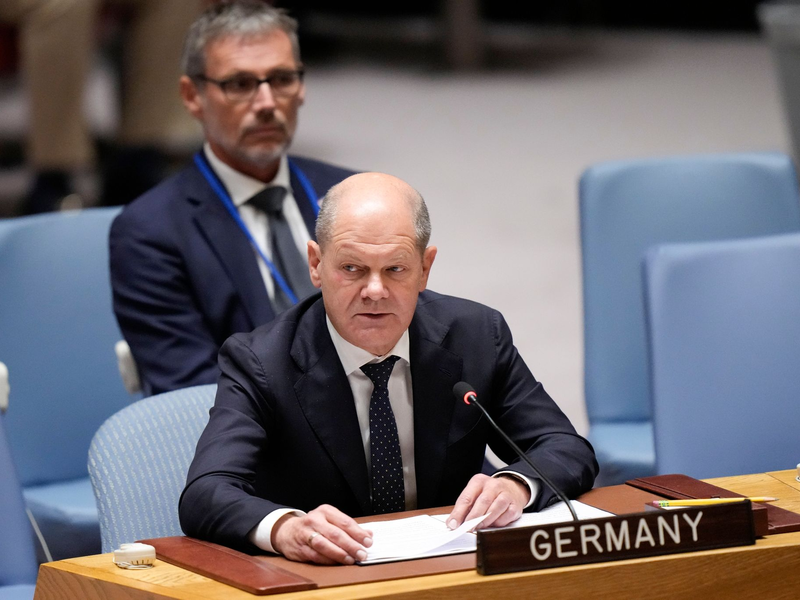 Bundeskanzler Olaf Scholz spricht im UN-Sicherheitsrat. - Foto: Mary Altaffer/AP/dpa