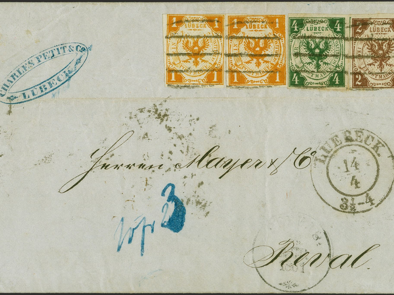 Eine alte Postsendung mit seltenen Postwertzeichen aus der Sammlung des Tengelmann-Chefs und Milliardärs Erivan Haub. - Foto: -/dpa