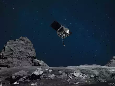 Die Raumsonde «Osiris-Rex» nähert sich dem Asteroiden Bennu (künstlerische Darstellung). - Foto: ---/Nasa/dpa