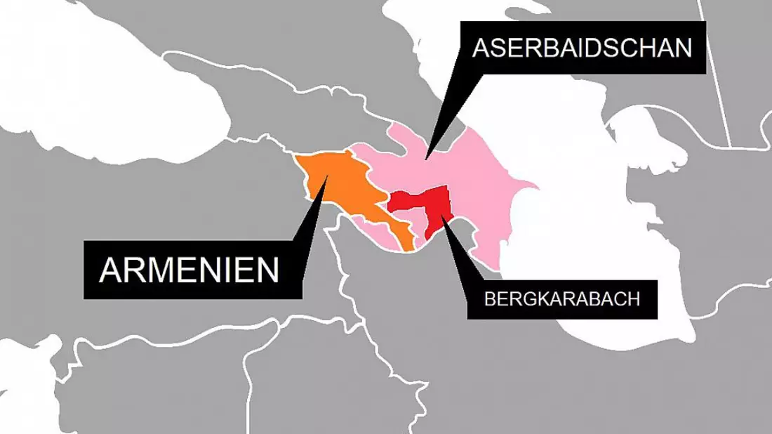 Karte mit Armenien, Aserbaidschan und Bergkarabach (Archiv) - Bild: ?ber dts Nachrichtenagentur