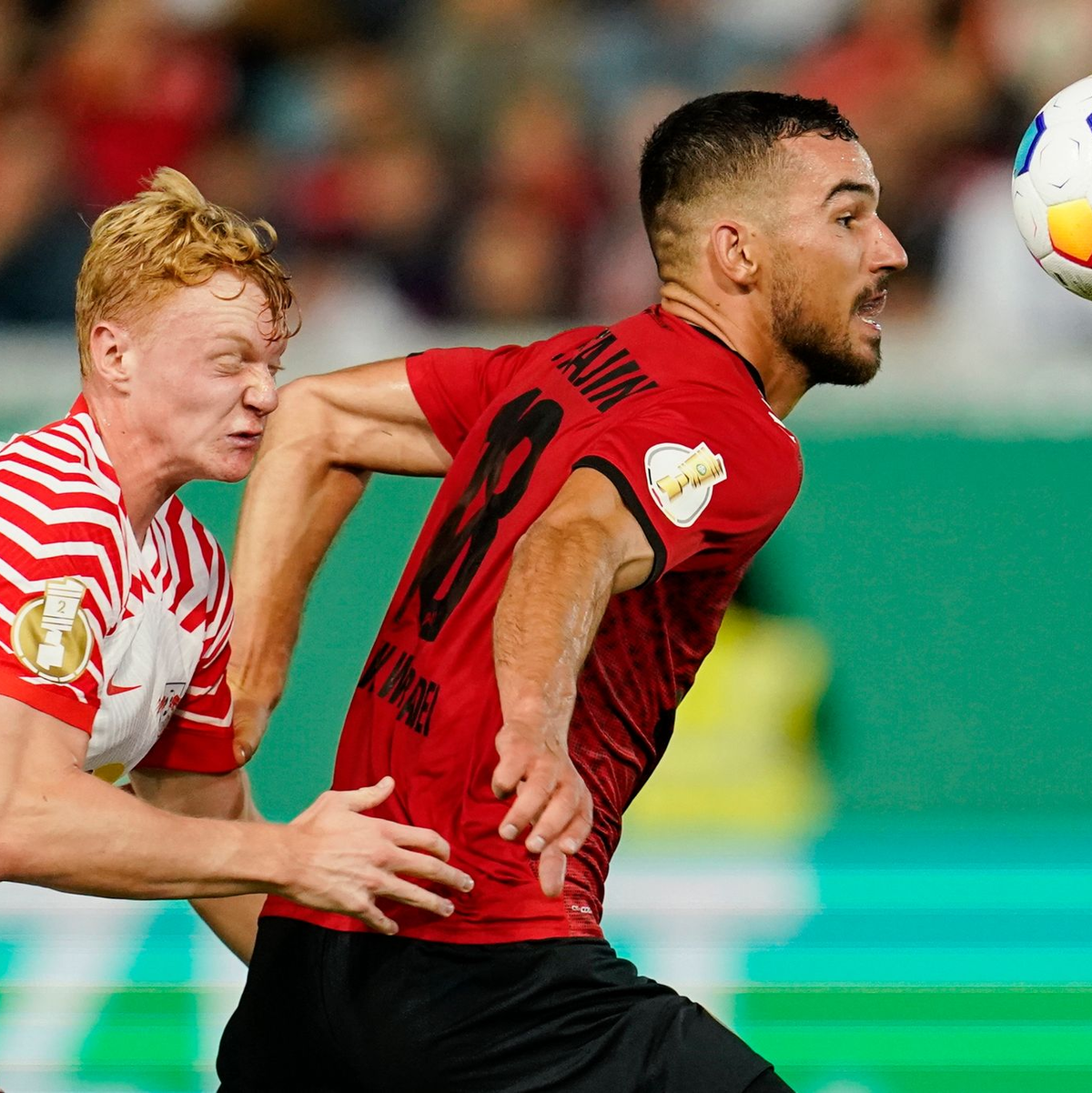 Titelverteidiger RB Leipzig tat sich in der ersten Pokalrunde in Wiesbaden schwer. - Foto: Uwe Anspach/dpa