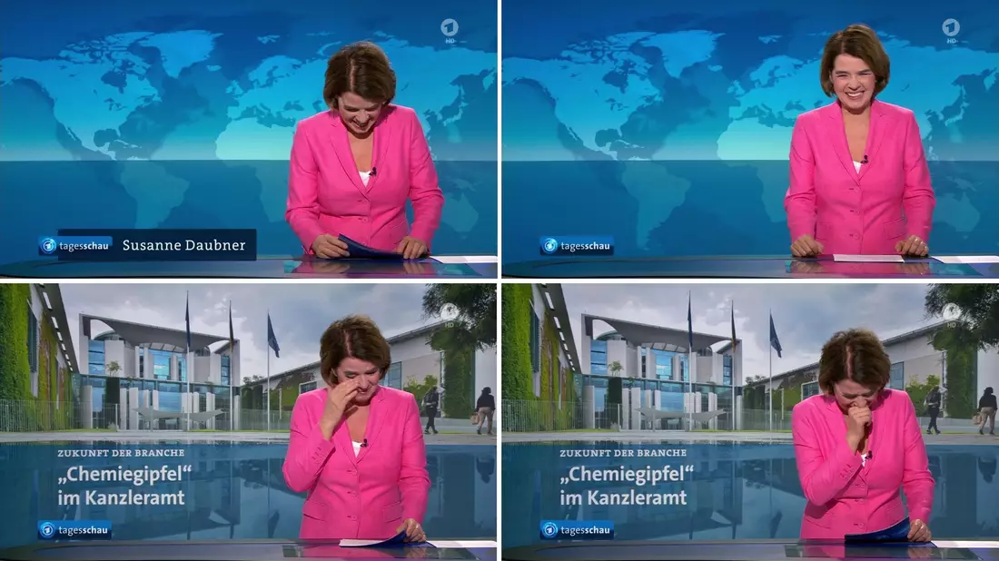 «Tagesschau»-Sprecherin Susanne Daubner wurde mitten in den Morgennachrichten von einem hartnäckigen Lachanfall heimgesucht. - Bild: ARD-aktuell/dpa