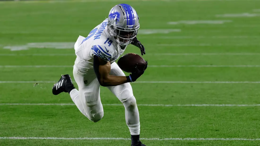 Feierte mit den Detroit Lions den dritten Saisonsieg: Amon-Ra St. Brown. - Bild: Mike Roemer/AP/dpa