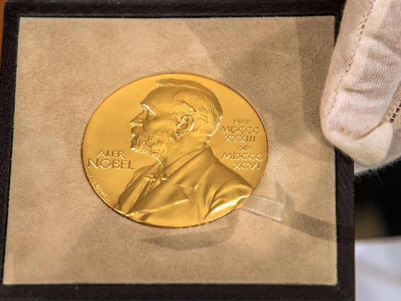 Die Vorderseite der Nobel-Medaille zeigt den Preisstifter Alfred-Nobel. (Archivbild) - Foto: Peter Kneffel/dpa/Pool/dpa