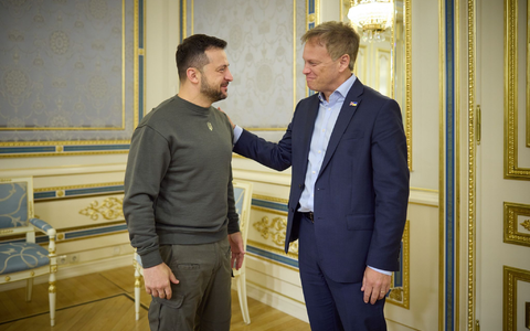 Der britische Verteidigungsminister Grant Shapps hat kürzlich den ukrainischen Präsidenten Wolodymyr Selenskyj in Kiew besucht. - Foto: Ukrainian Presidential Press Office/PA Media/dpa