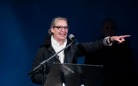 AfD-Bundesvorsitzende Alice Weidel musste zuletzt in Sicherheit gebracht werden. - Foto: Helmut Fricke/dpa AfD-Bundesvorsitzende Alice Weidel musste zuletzt in Sicherheit gebracht werden. - Foto: Helmut Fricke/dpa